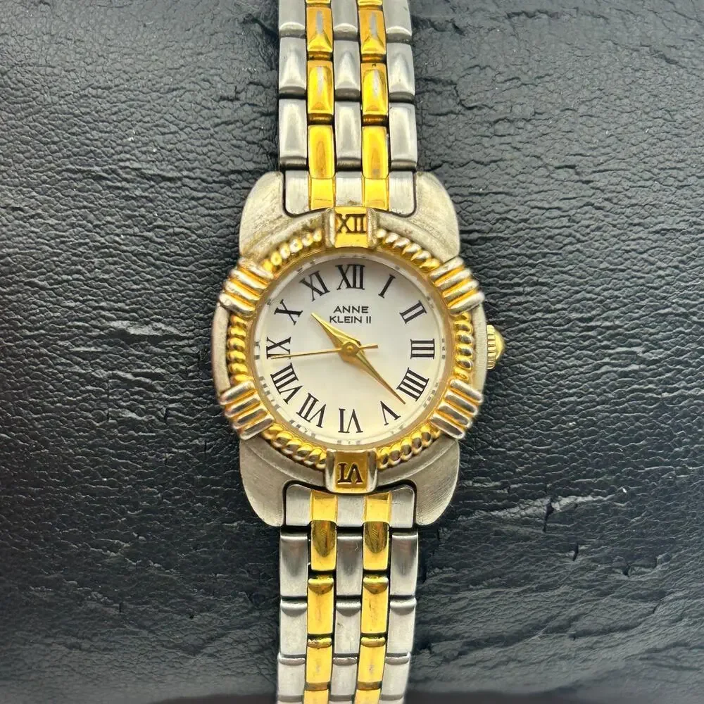 Anne Klein II Two-tone Roman Numerals Women’s Watch Working New Battery